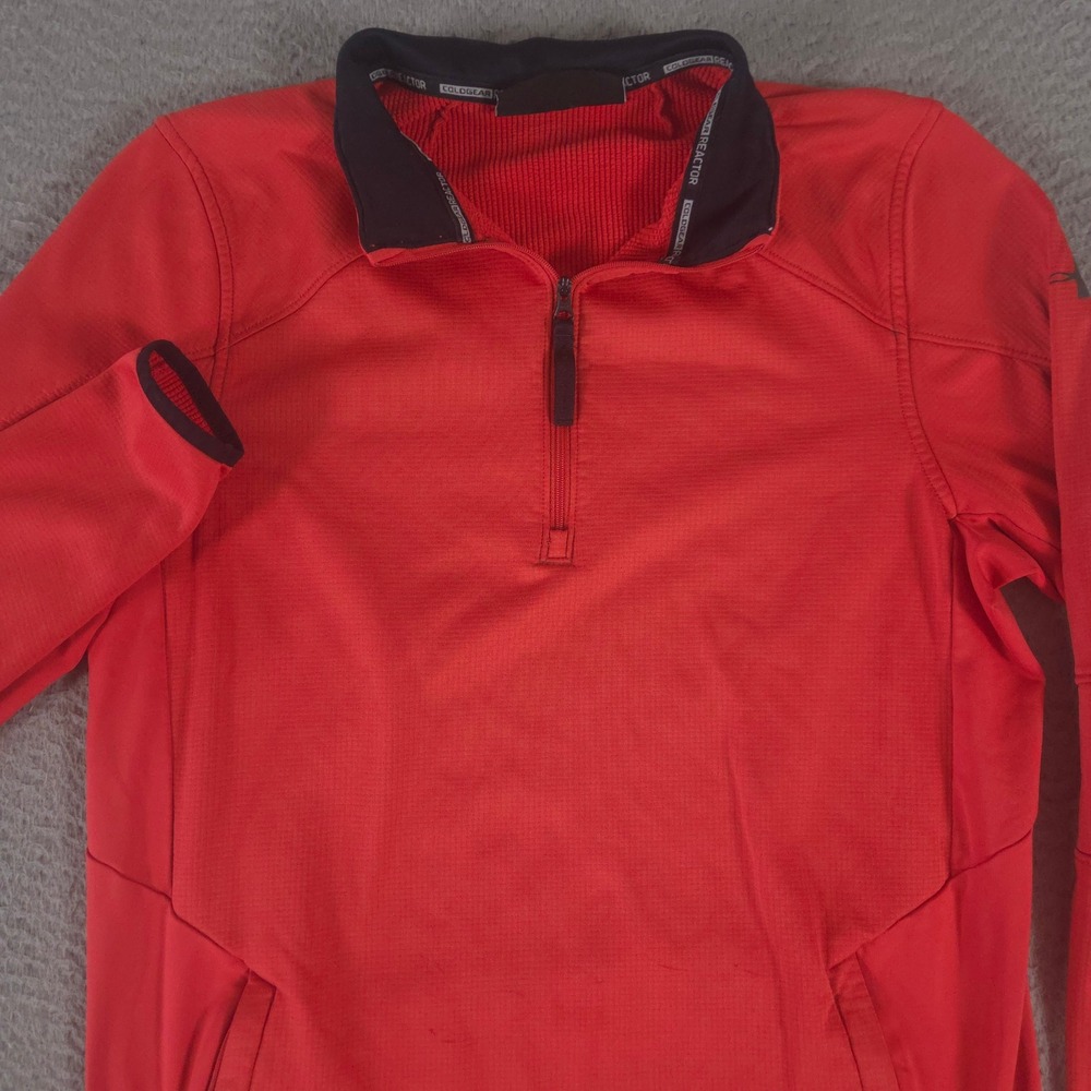 Under Armour‎ Pullover Mens S Red ColdGear Reactor Grid Fleece 1/4 Zip Pocket